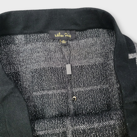Melissa Paige Black/Silver Plaid  Bodycon Sweater Knit Skirt Women's Sz XL - Picture 2 of 5